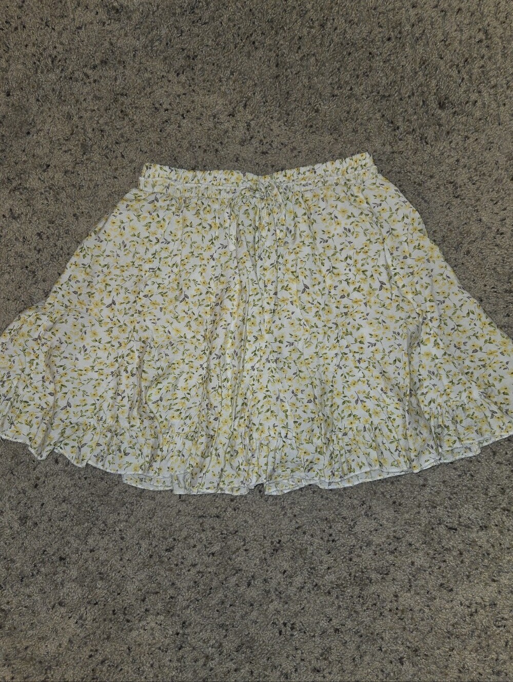 Blu Pepper White Floral Yellow Print Skater Skirt